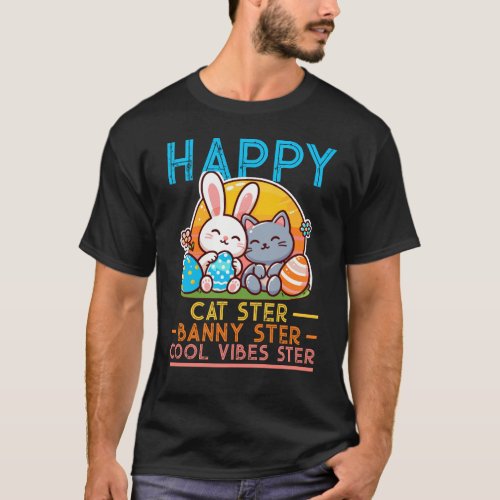 Cat Lover Happy Easter Bunny Cat Easter T_Shirt