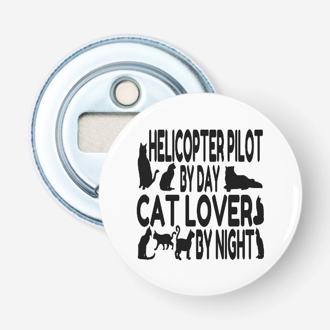 Cat Lover Helicopter Pilot Bottle Opener (Front)
