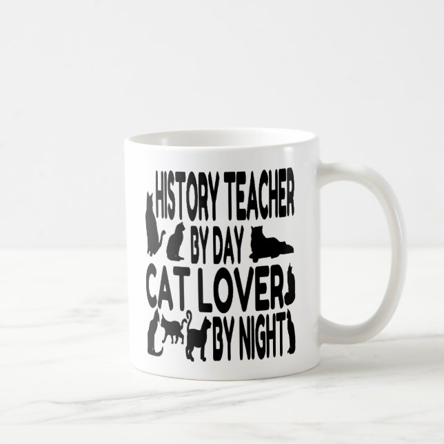 Cat Lover History Teacher Coffee Mug (Right)