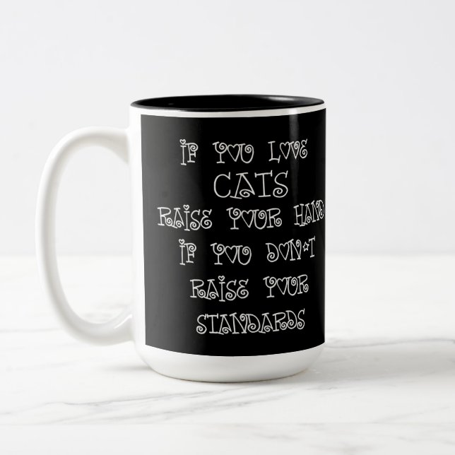 Cat Lover Humor Two-Tone Coffee Mug (Left)