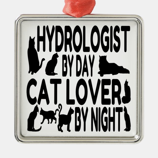 Cat Lover Hydrologist Metal Ornament (Front)
