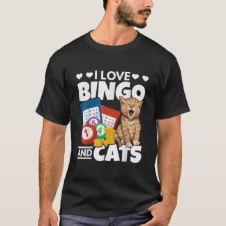 Cat Lover I Love Bingo And Cats Gambling Bingo Pla T-Shirt