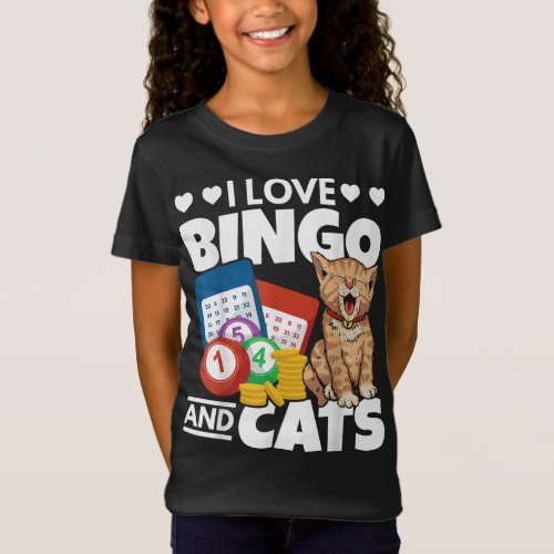 Cat Lover I Love Bingo And Cats Gambling Bingo Pla T_Shirt