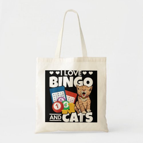 Cat Lover I Love Bingo And Cats Gambling Bingo Pla Tote Bag