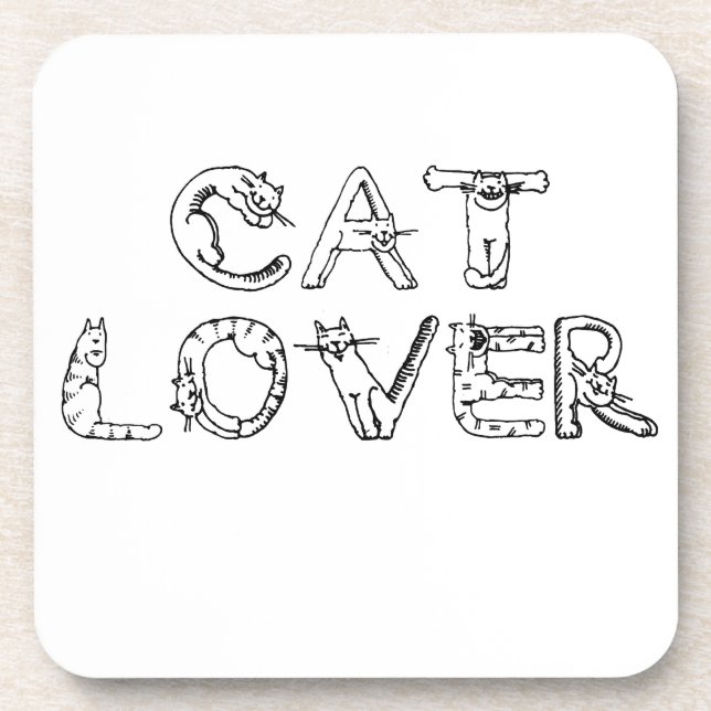 Cat Lover in Cat Font Beverage Coaster (Front)