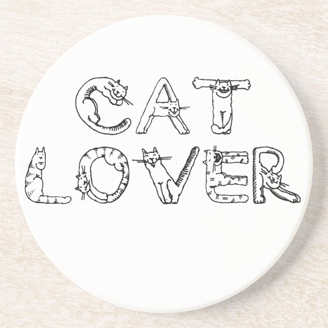 Cat Lover in Cat Font Drink Coaster (Front)