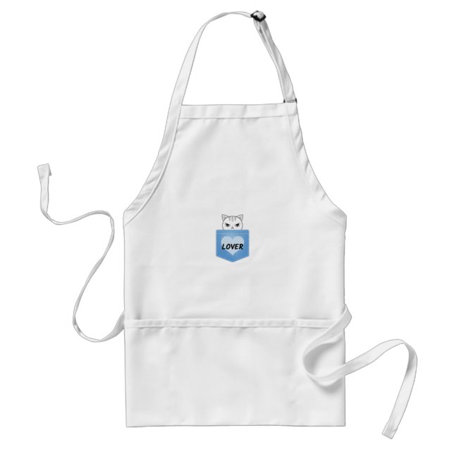 Cat lover in pocket adult apron (Front)