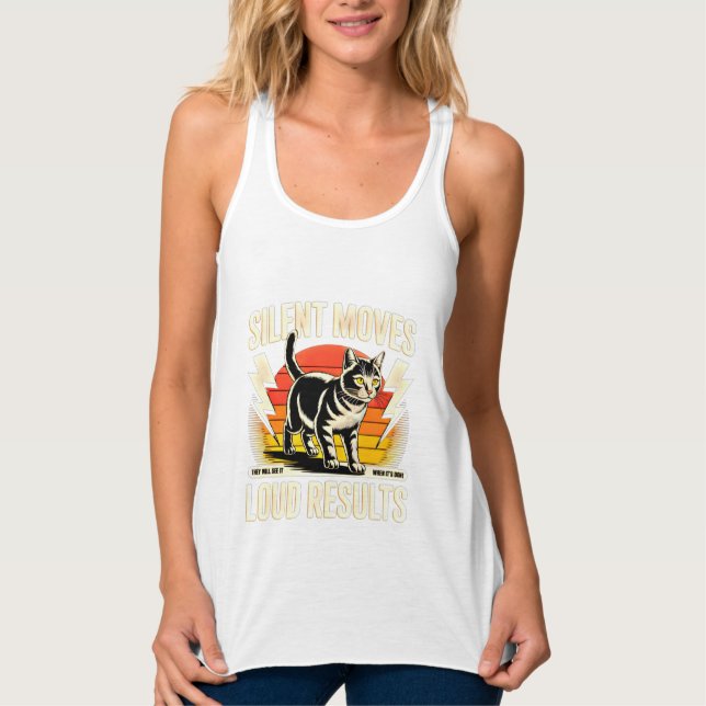 Cat Lover Inspiring Women's Summer Tee Retro Cat (Front)