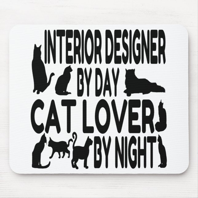 Cat Lover Interior Designer Mouse Pad (Front)