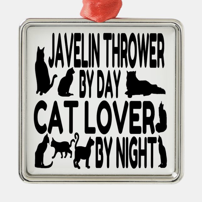 Cat Lover Javelin Thrower Metal Ornament (Front)