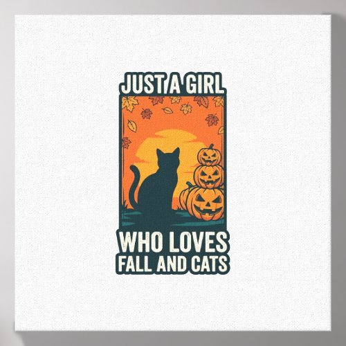 Cat Lover Just A Girl Who Loves Fall And Cats Vint Canvas Photo Tile