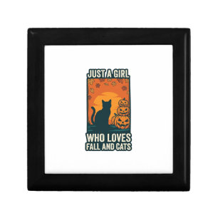 Cat Lover Just A Girl Who Loves Fall And Cats Vint Gift Box