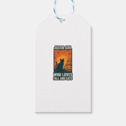 Cat Lover Just A Girl Who Loves Fall And Cats Vint Gift Tags