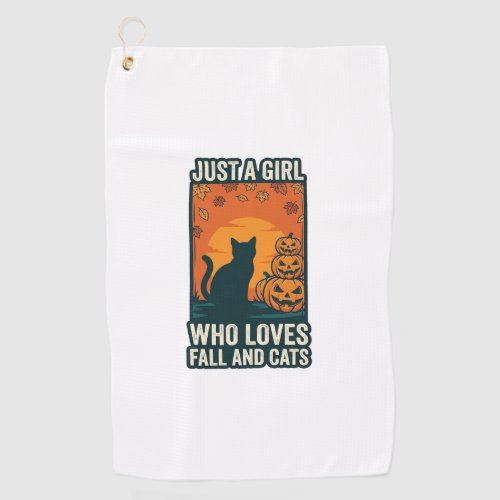 Cat Lover Just A Girl Who Loves Fall And Cats Vint Golf Towel
