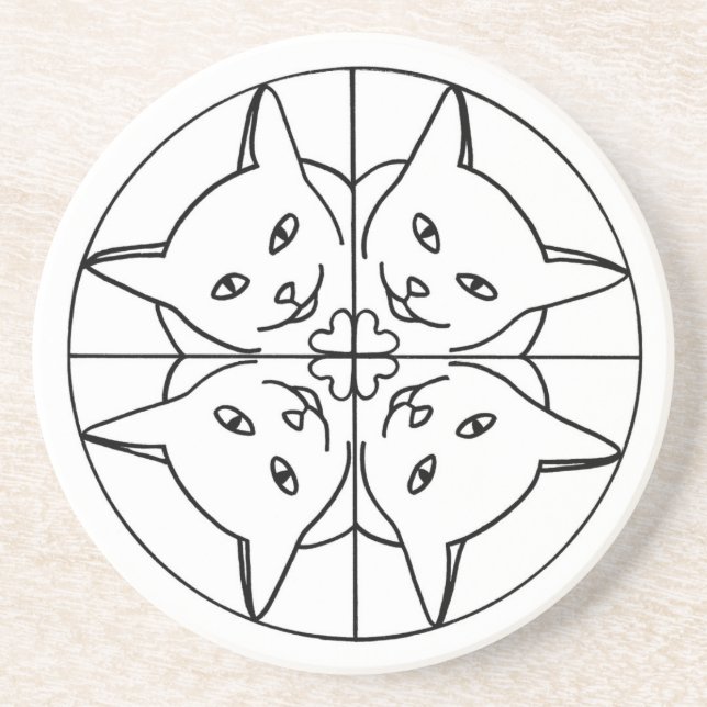 Cat Lover Kaleidoscope Cats Hearts Coasters (Front)