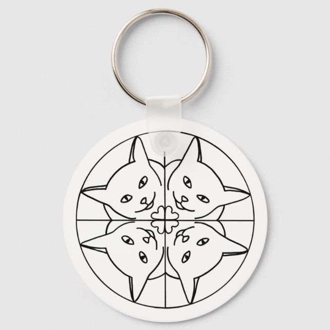 Cat Lover Kaleidoscope Cats Hearts Key Chain (Front)