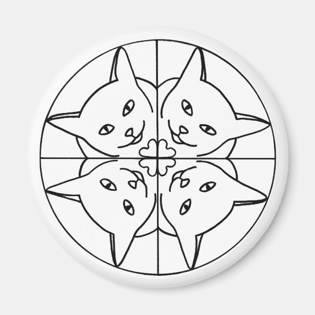 Cat Lover Kaleidoscope Cats Hearts Magnets (Front)