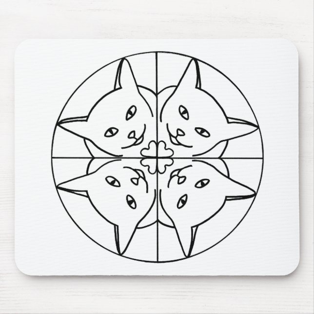 Cat Lover Kaleidoscope Cats Hearts Mouse Pad (Front)