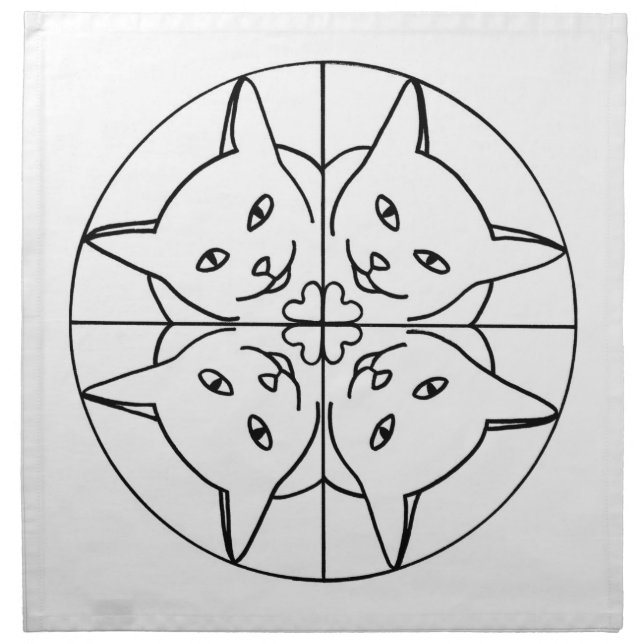 Cat Lover Kaleidoscope Cats Hearts Napkins (Front)