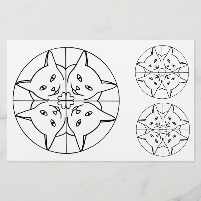 Cat Lover Kaleidoscope Cats Hearts Outline Cutouts Stationery (Front)