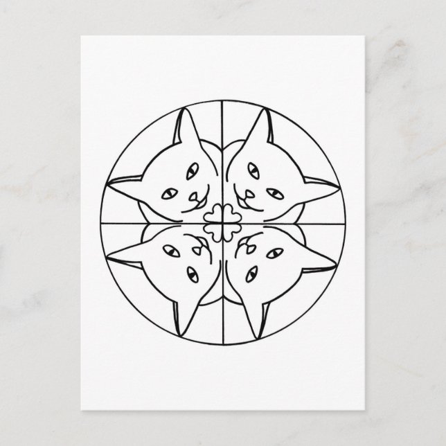 Cat Lover Kaleidoscope Cats Hearts Postcards (Front)