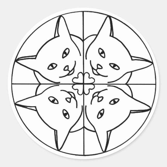 Cat Lover Kaleidoscope Cats Hearts Stickers (Front)