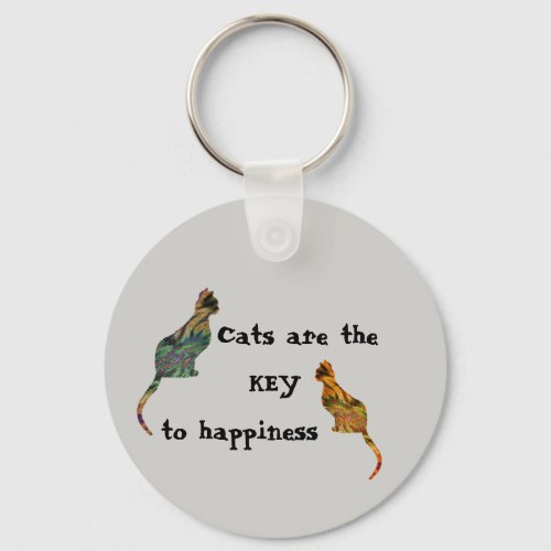 Cat Lover Key To Happiness Pets Mosaic Kittens Keychain