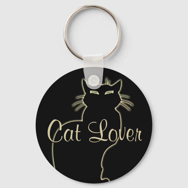 Cat Lover Keychain Cat Key Chains Customizable (Front)