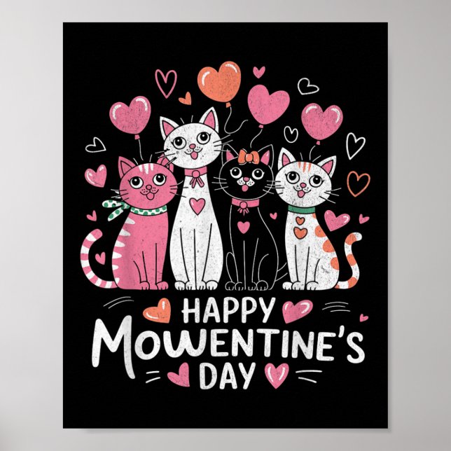 Cat Lover Kitten Happy Valentine Day Men Women Kid Poster (Front)