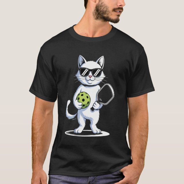 Cat Lover Kitten Paddleball Player Funny Cat Pickl T-Shirt (Front)