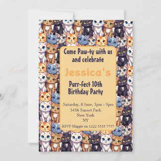 Cat Lover l Come Paw ty with us funny birthday Invitation