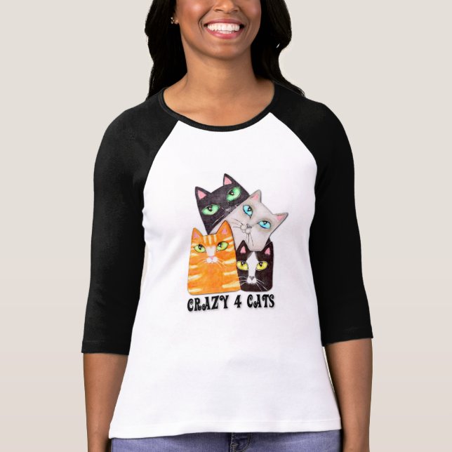 Cat Lover Lady's Jersey, Raglan T-Shirt (Front)