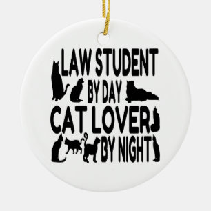 Cat Lover Law Student Ceramic Ornament