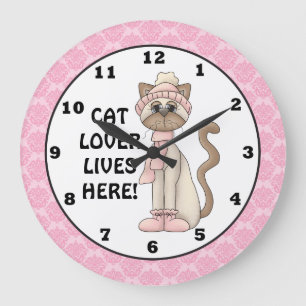 Cat Lover lives here wall clock