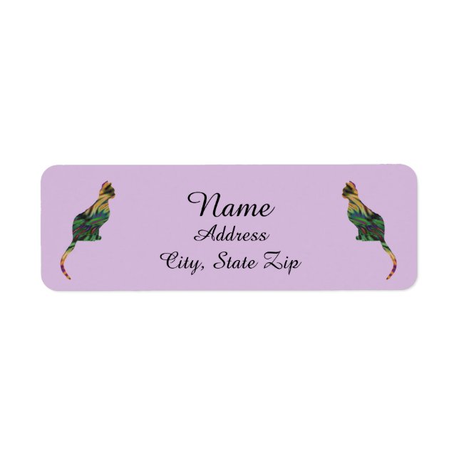 Cat Lover Marbled Striped Sitting Pet Kitten Label (Front)