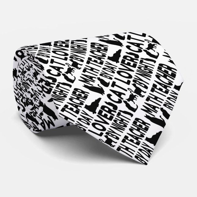 Cat Lover Math Teacher Neck Tie (Rolled)