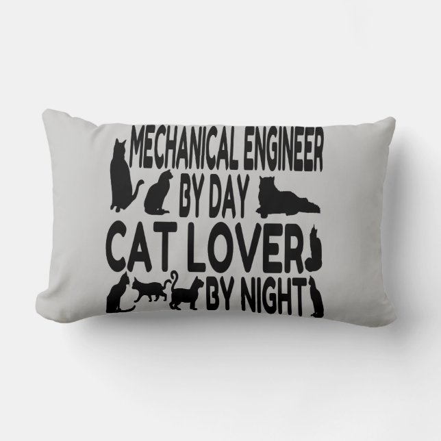 Cat Lover Mechanical Engineer Lumbar Pillow (Front)