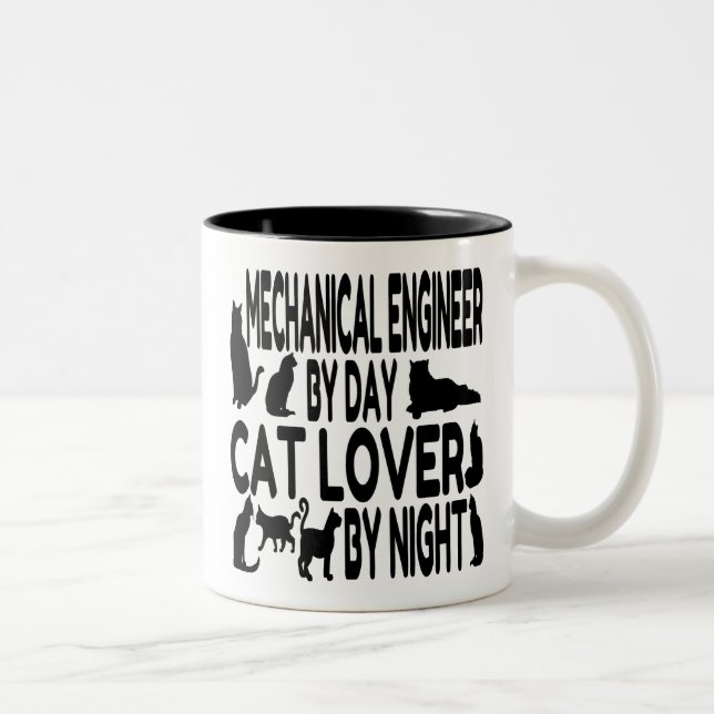 Cat Lover Mechanical Engineer Two-Tone Coffee Mug (Right)