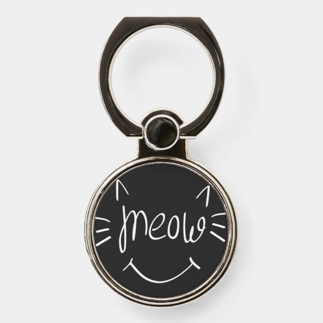 Cat Lover Meow Phone Ring Stand (Front)