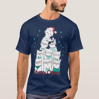 Cat Lover Meowy Catmas Cat Tree Funny Merry T-Shirt