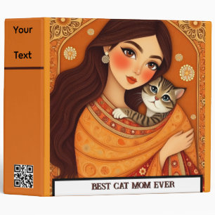 Cat lover Mom Photo orange 3 Ring Binder