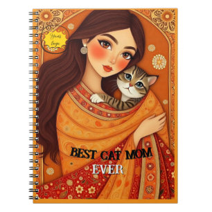 Cat lover Mom Photo orange Notebook