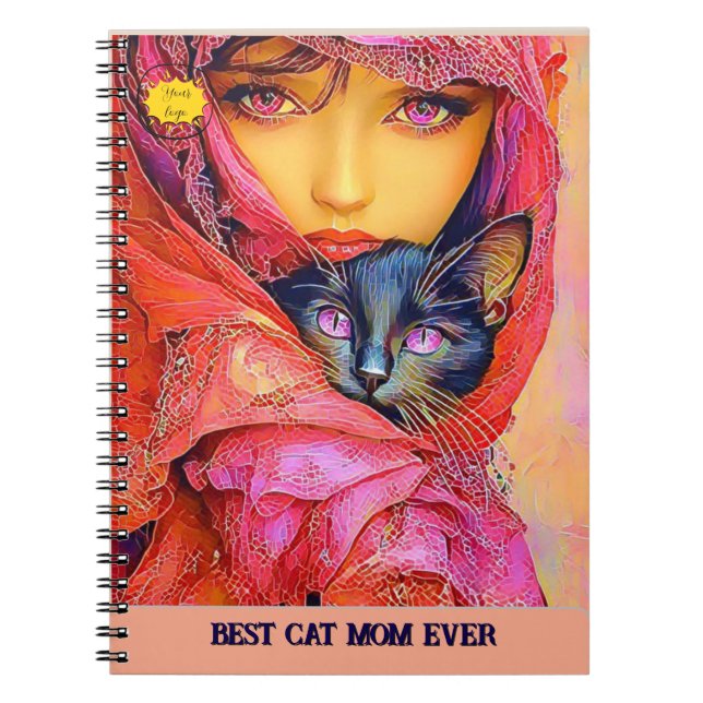 Cat lover Mom Photo  orange Notebook (Front)