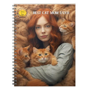 Cat lover Mom Photo orange Notebook