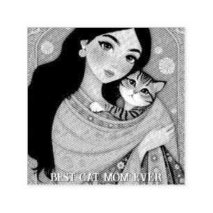 Cat lover Mom Photo orange Self-inking Stamp