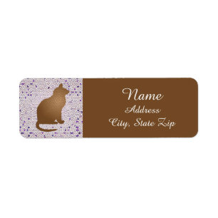 Cat Lover Mosaic Purple Pet Owner Kitty Label