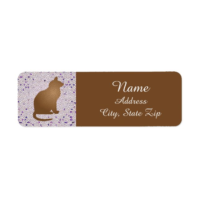 Cat Lover Mosaic Purple Pet Owner Kitty Label (Front)