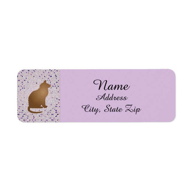 Cat Lover Mosaic Purple Pet Owner Kitty Label (Front)