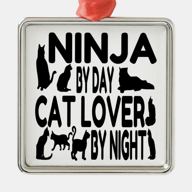 Cat Lover Ninja Metal Ornament (Front)