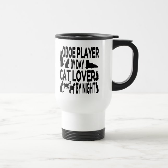 Cat Lover Oboe Player Travel Mug (Right)
